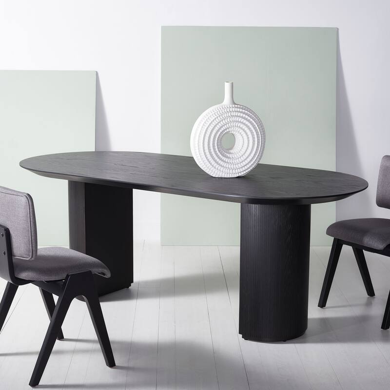 SAFAVIEH Couture Svenja Wood Dining Table - 79 In W x 35 In D x 29.5 In H - 79Wx35Dx30H - Black