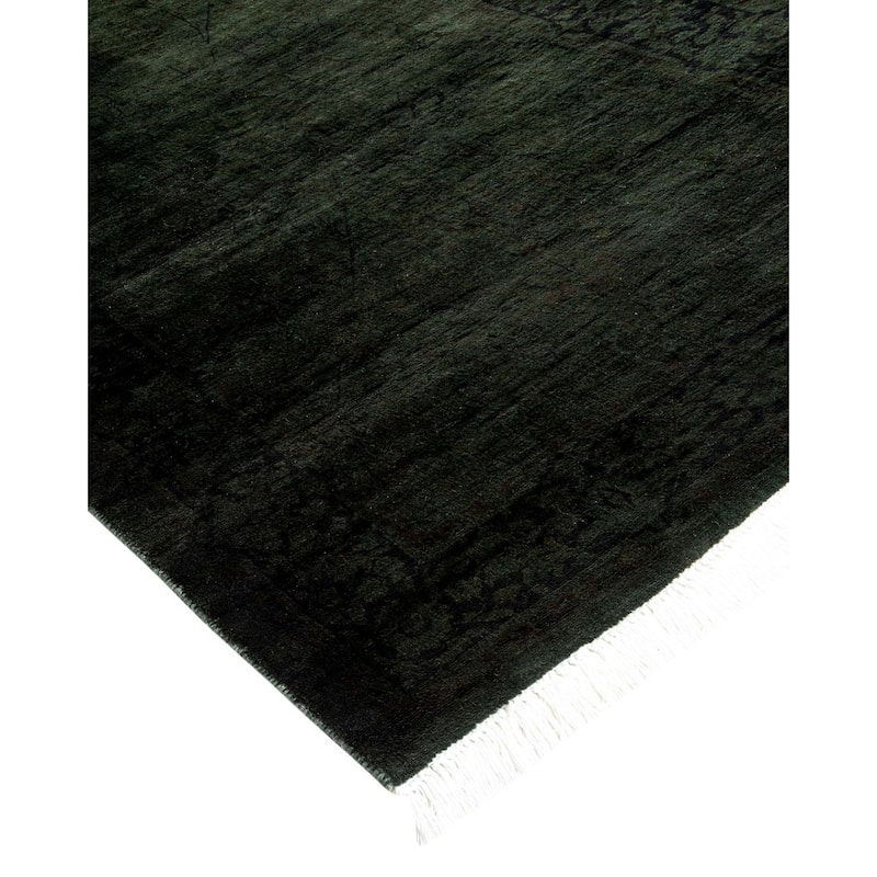 Overton Hand Knotted Wool Vintage Inspired Modern Contemporary Overdyed Black Runner Rug - 2' 6" x 11' 10"