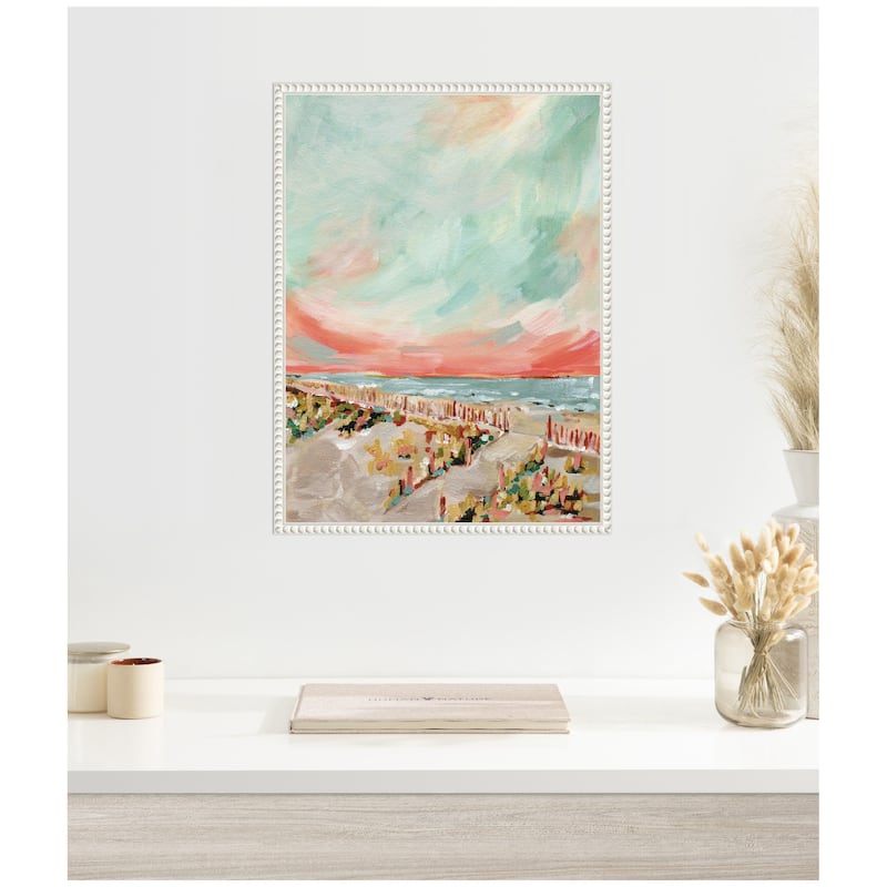 Kate and Laurel Sylvie Landscape 03 Beach Framed Canvas by Annie Quigley