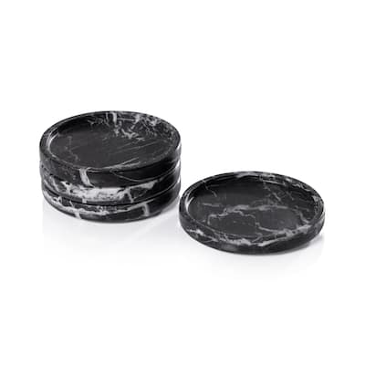 4.5' Round Marble Coasters, Set of 4