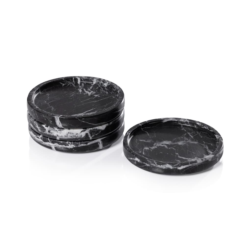 4.5' Round Marble Coasters, Set of 4