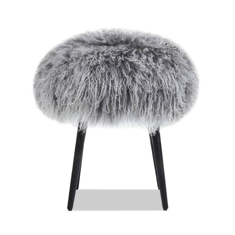Alberta 16" Mongolian Sheepskin Round Ottoman