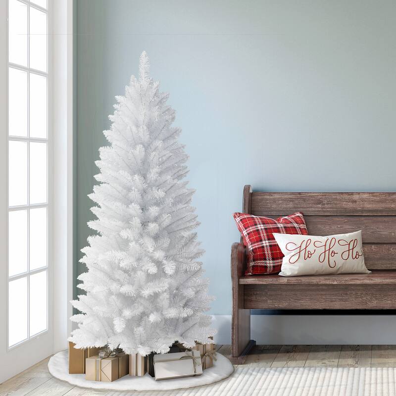 Puleo International 5 ft Unlit White Carson Artificial Pine Tree