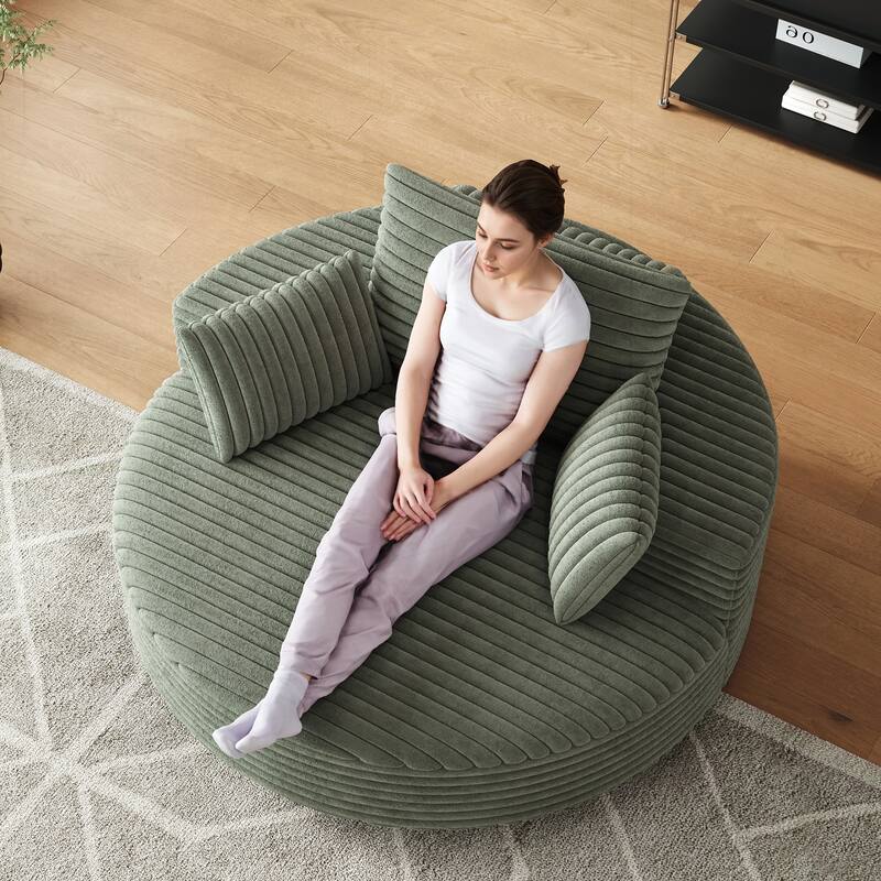 Comfortable Corduroy Foam Swivel Chair for Various Rooms, Enhancing Relaxation