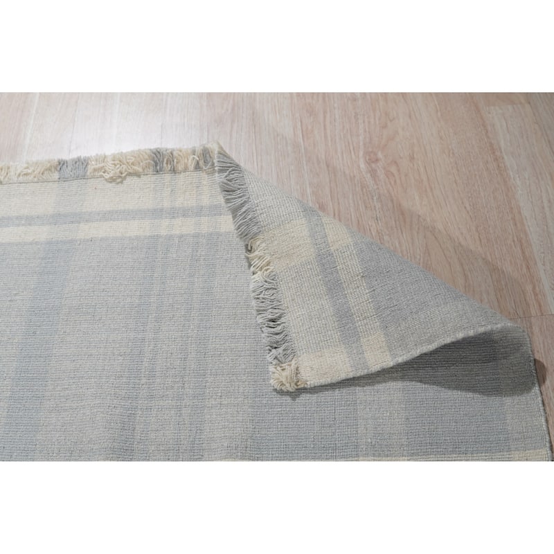 Home Decor EORC Hand-Knotted Natural Silk Grass Design Rug, Blue Multicolored Luxurious and Elegant Area Rug for Enhancing