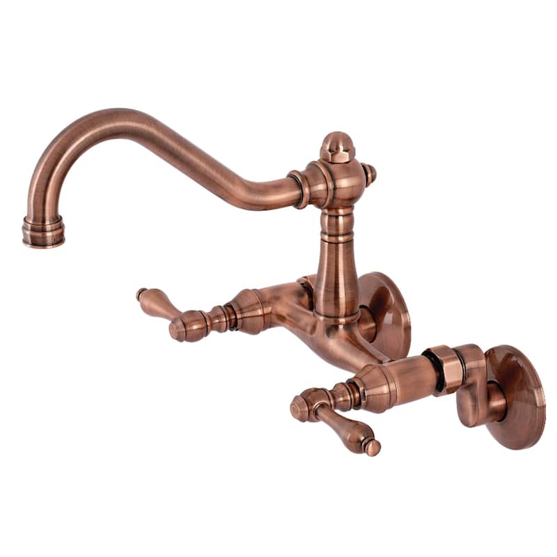 Vintage 6" Adjustable Center Wall Mount Kitchen Faucet in Antique Copper