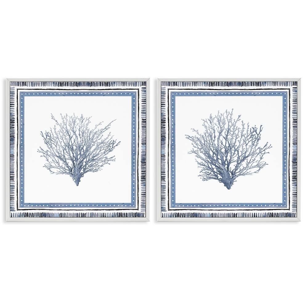 Stupell Maritime Coral Tendrils Framed Giclee Art Design By Lanie Loreth (Set of 2)
