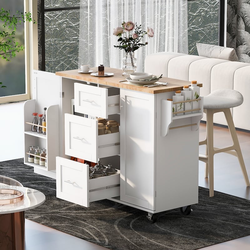 A Mobile Kitchen Island,Storage, Adjustable Shelves, Wheels