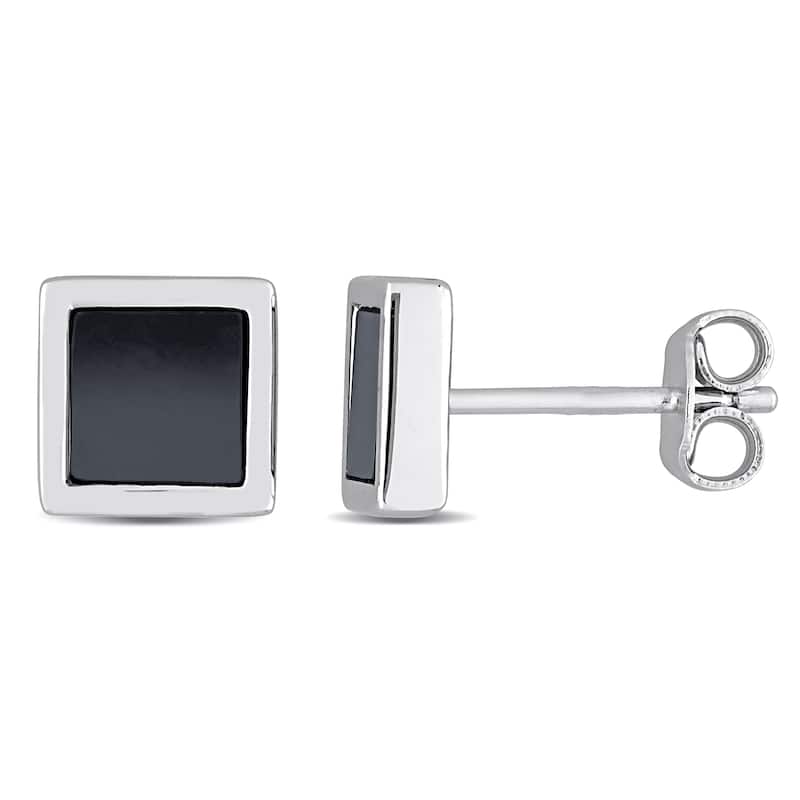 Miadora 1 CT TGW Hematite Square Stud Earrings in Sterling Silver