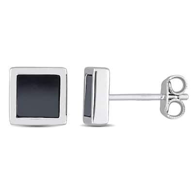 Miadora 1 CT TGW Hematite Square Stud Earrings in Sterling Silver