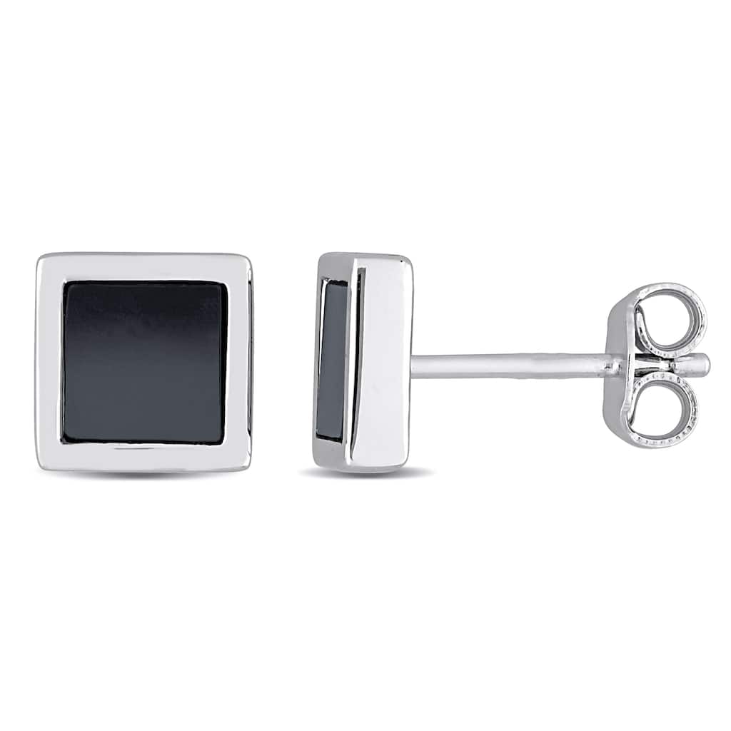 Miadora 1 CT TGW Hematite Square Stud Earrings in Sterling Silver