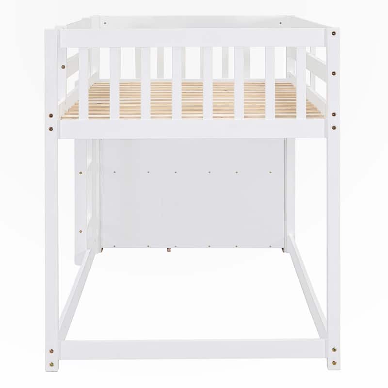Full over Full Bunk Bed with 4 Drawers and 3 Shelves