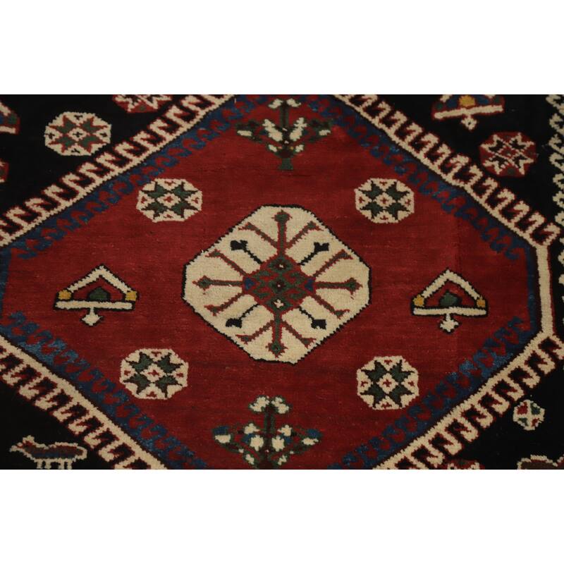 Hand Knotted Oriental 100% Wool Carpet Traditional Geometric Red Shiraz Area Rug - 10' 2'' X 6' 10''