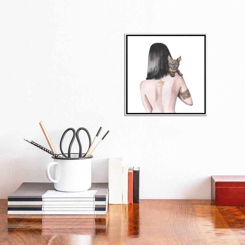 iCanvas "Egyptian Goddess Nefertiti And The Cat Bastet" by Yana Anikina Framed Canvas Print