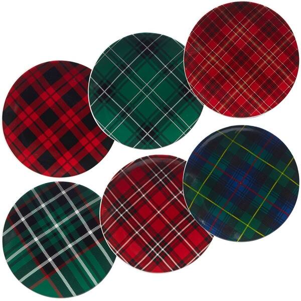 6pc Vibrantly Colored Plaid Christmas Assorted Dessert Plate Set 8 25 On Sale Overstock 32294381 מכירת סיטונות מקוונת christmas fruit plate desserts: 6pc vibrantly colored plaid christmas assorted dessert plate set 8 25