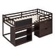 preview thumbnail 1 of 14, Twin Loft Bed with Rolling Desk, Blackboard, Shelves & Drawers - Space-Saving Espresso - Twin