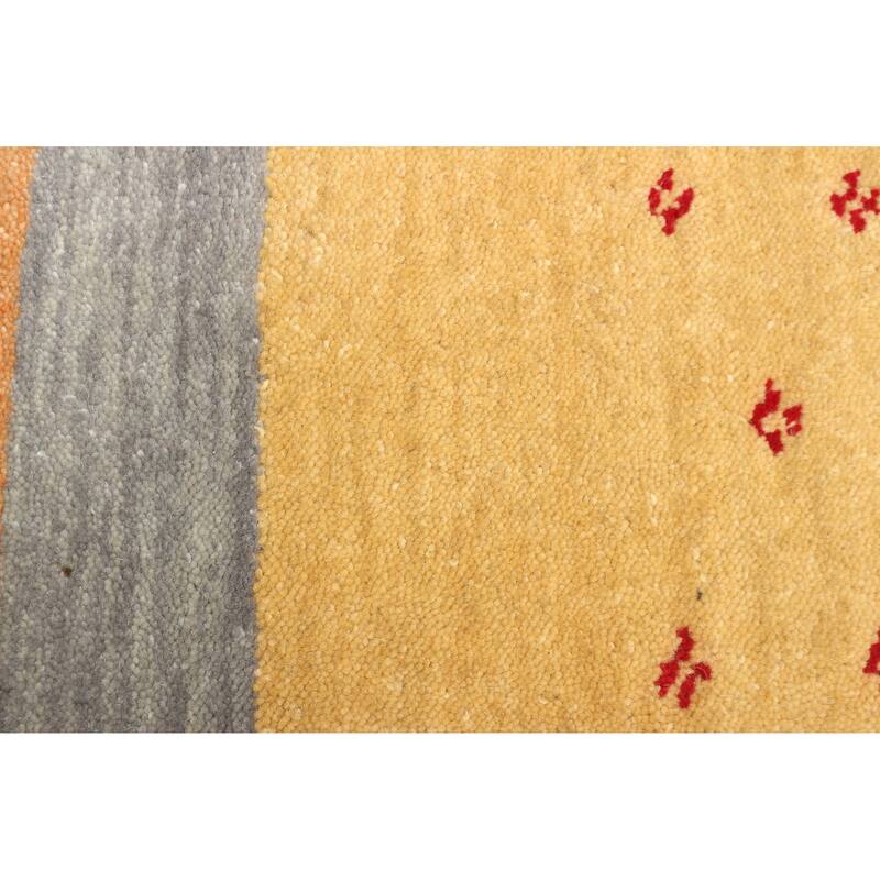 ECARPETGALLERY Hand Loomed Kashkuli Gabbeh Grey Wool Rug - 2'7 x 9'8