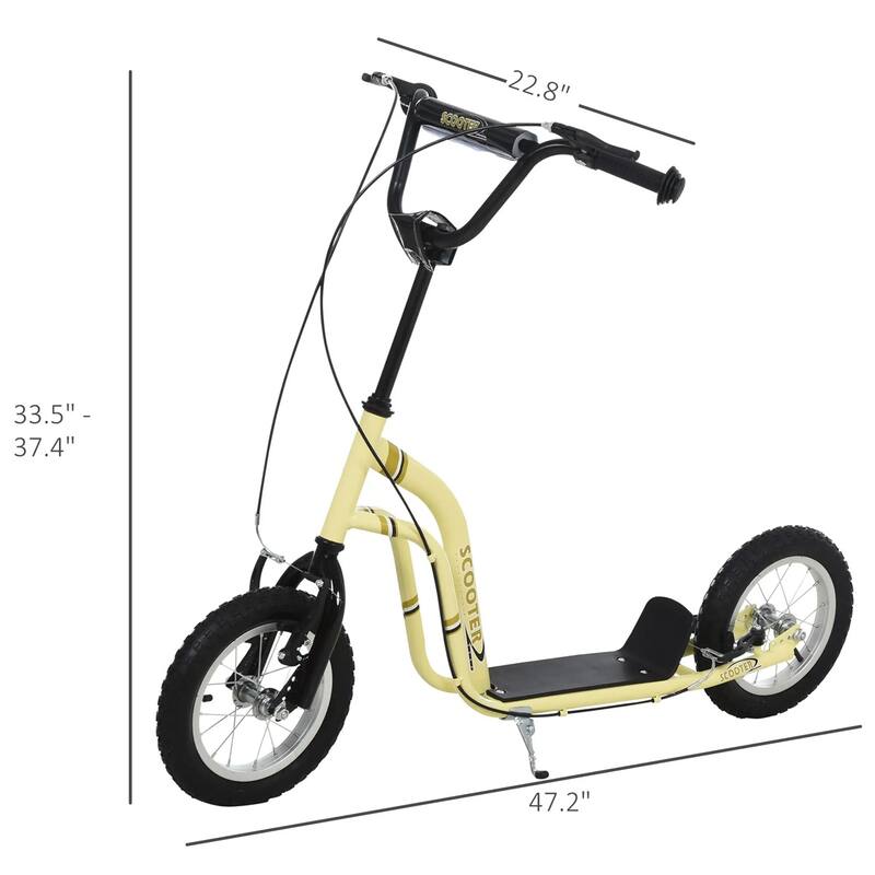 Steel Aluminum Kids Scooter with Adjustable Height Handle - 47.25"L x 22.75"W x 33.5"-37.5"H