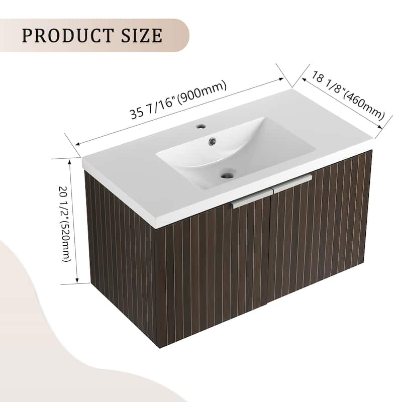 Beingnext 24"/30"/36" Bathroom Vanity with Sink, Floating Bathroom Vanity with 2 Soft Close Doors