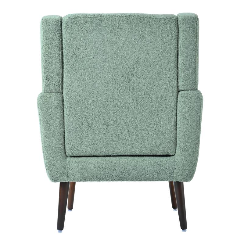 Teddy Fabric Accent Chair with Wooden Legs and Mid-Century Lounge Chair (275lb Capacity)