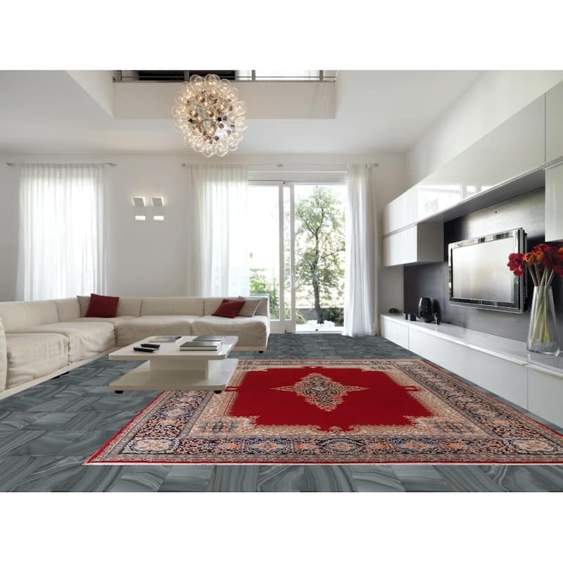 Hand Knotted Oriental 100% Wool Carpet Traditional Floral Red Kerman Area Rug - 15' 8'' X 11' 7''