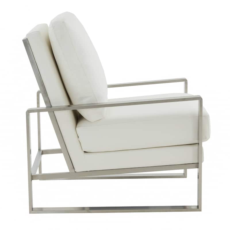 Jefferson Modern Velvet Accent Chair with Brushed Silver Frame, Plush Cushions, and Scratch-Resistant for Home or Office - 29.2