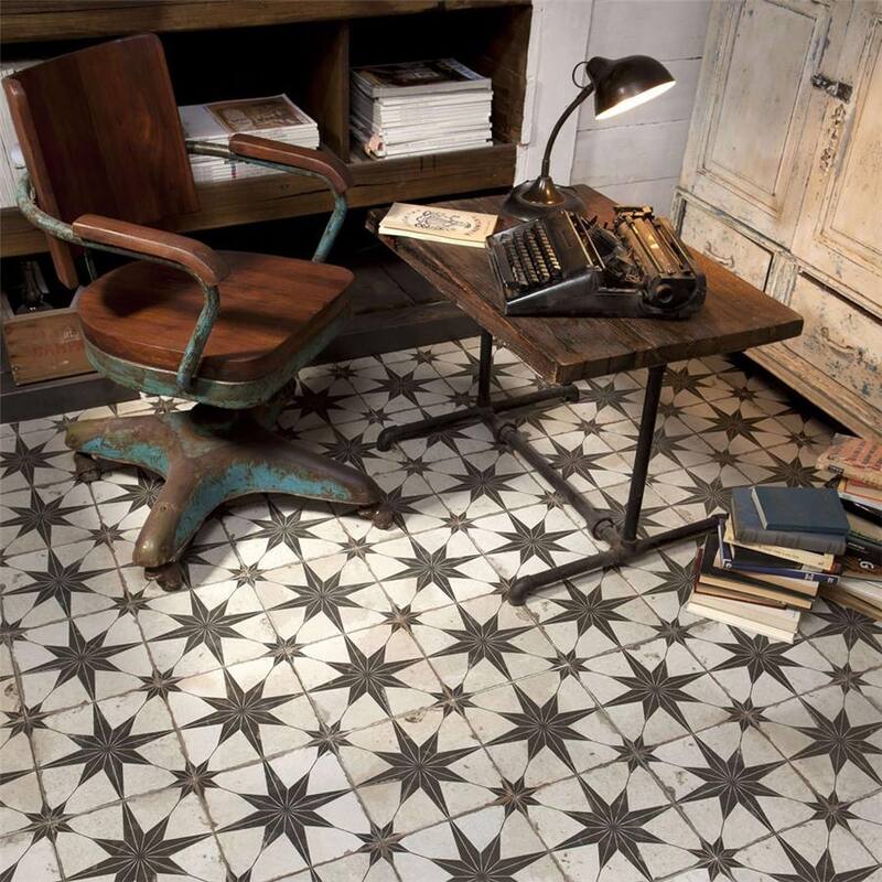Merola Tile Kings Star Nero 17-5/8" x 17-5/8" Ceramic Floor and Wall Tile