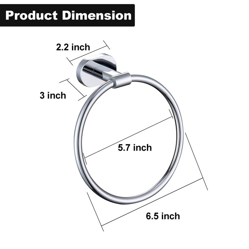 2-Pack 6.5 in. Towel Ring Rustproof Hand Towel Holder