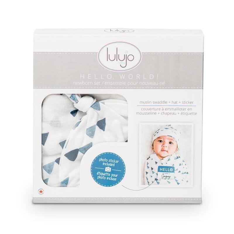lulujo Hello World Hat & Swaddle Set
