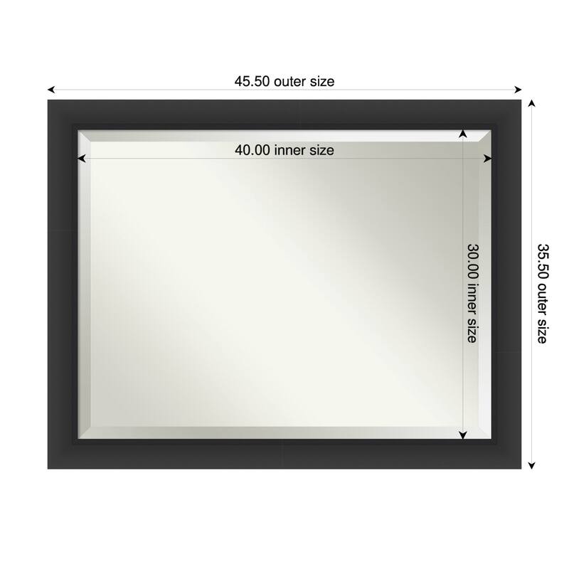 Sloped Beveled Framed Bathroom Vanity Wall Mirror - 46 x 36 in - Sloped Black