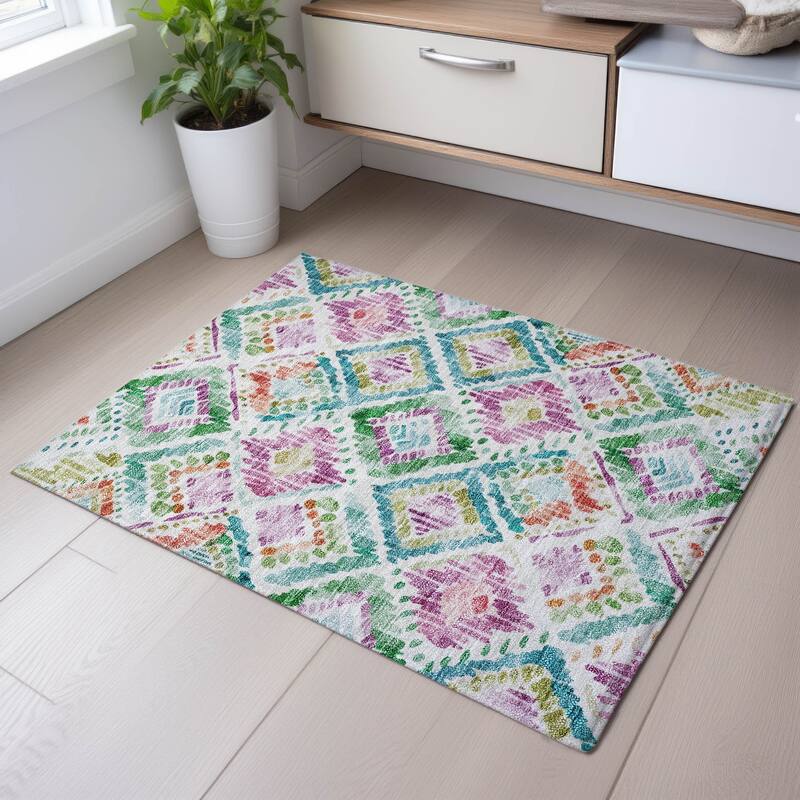 Premium Washable Super Soft Boho Watercolor Mayfield Rug - Teal - 1'8" x 2'6"