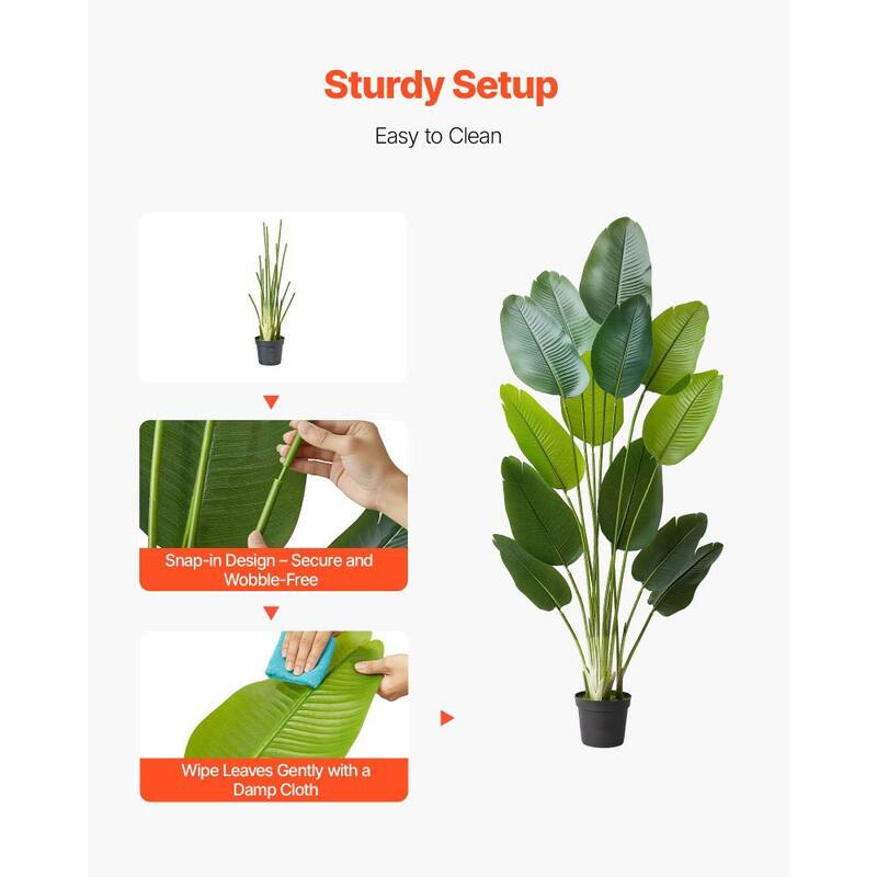 6ft Faux Bird of Paradise Tree with Sturdy PE Material and Moss Pot for Indoor Decorative Plant - 23.62 x 15.75 x 74.8 inch