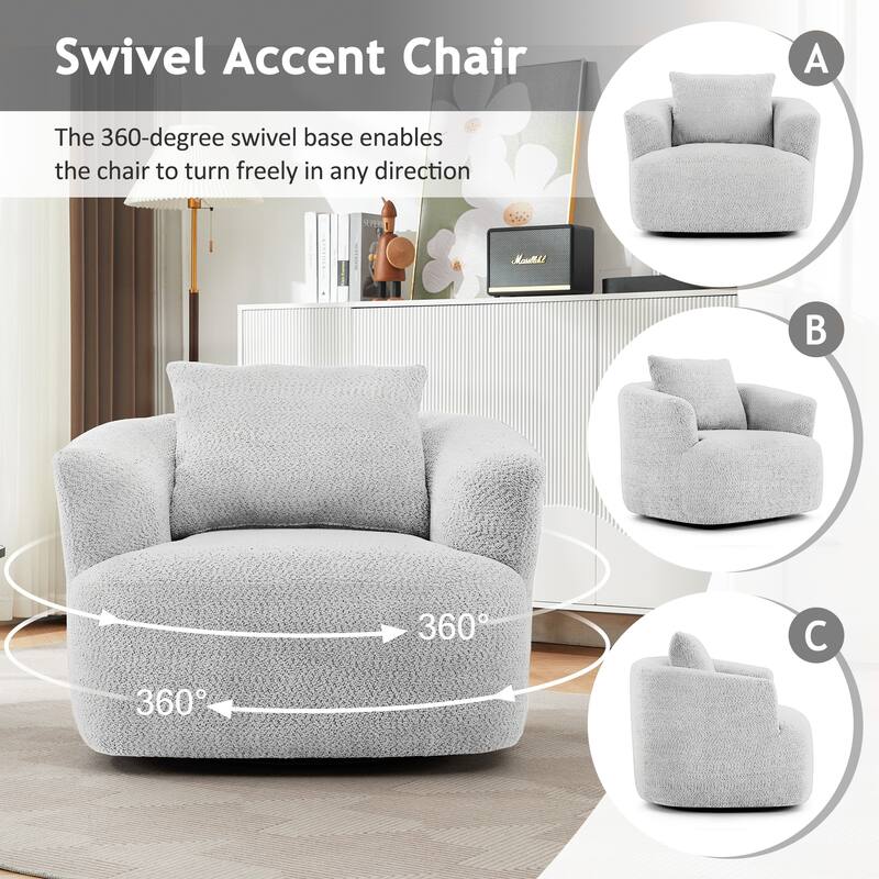 360° Swivel Accent Chair with Throw Pillow by Harper&Bright Designs