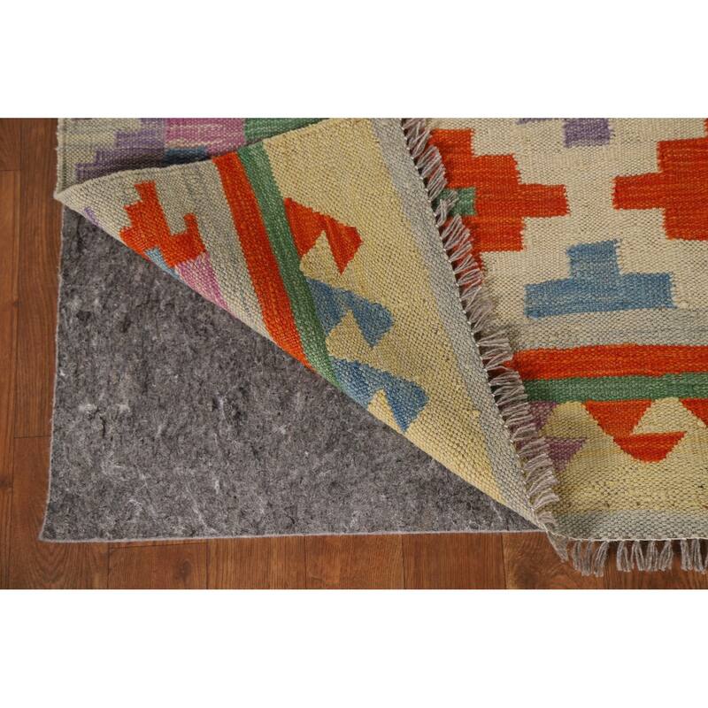 Oriental Reversible Kilim Accent Rug Hand-Woven Wool Carpet - 3'3"x 4'10"
