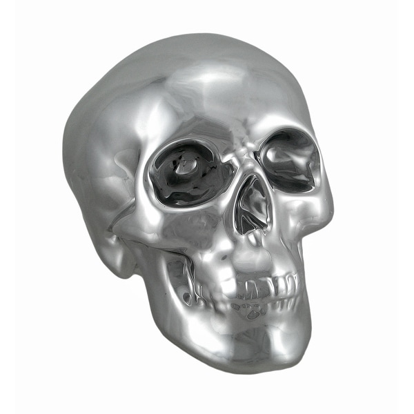 Silver Finished Ceramic Human Skull Money Bank. Opens flyout.