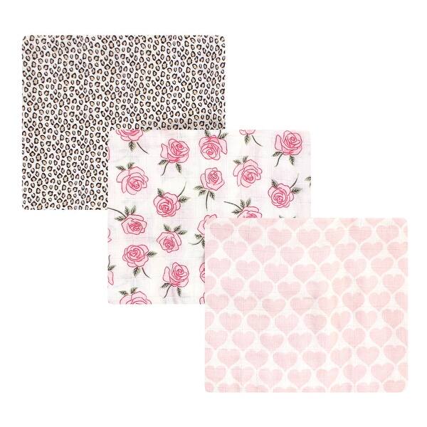 slide 1 of 1, Little Treasure Baby Girl Cotton Muslin Swaddle Blankets, Rose Leopard, One Size - Rose Leopard - One Size One Size - Rose Leopard