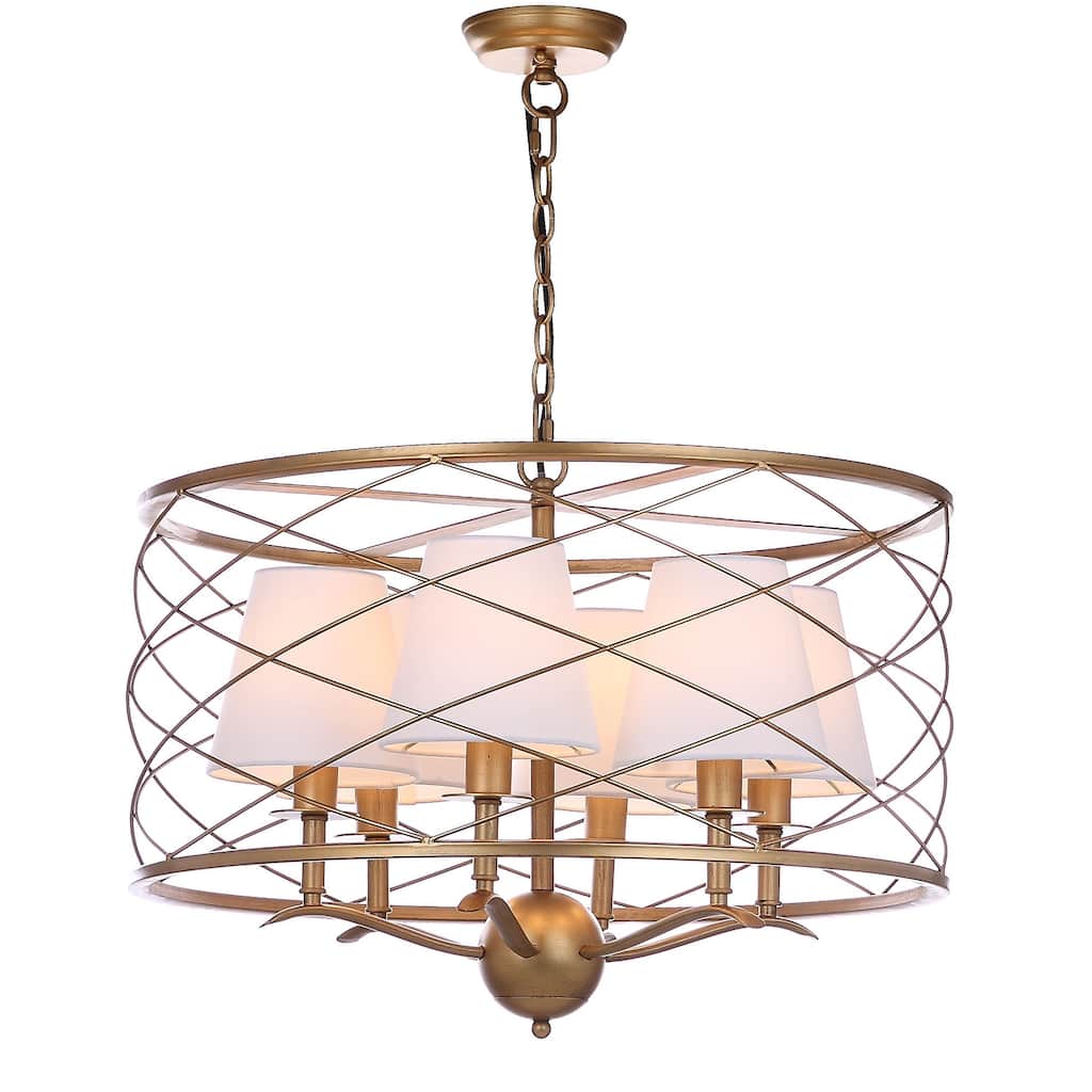 SAFAVIEH Lighting Nibal Adjustable 6-Light Gold Pendant - 25.25"x25.25"x22-94" - 25Wx25Dx94H