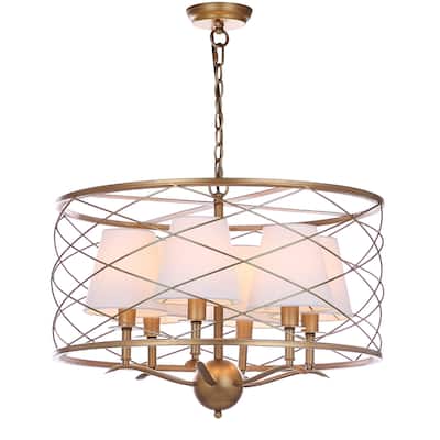 SAFAVIEH Lighting Thea Adjustable 6-light Gold Pendant - 25.25"x25.25"x22-94" - 25"W x 25"D x 94"H