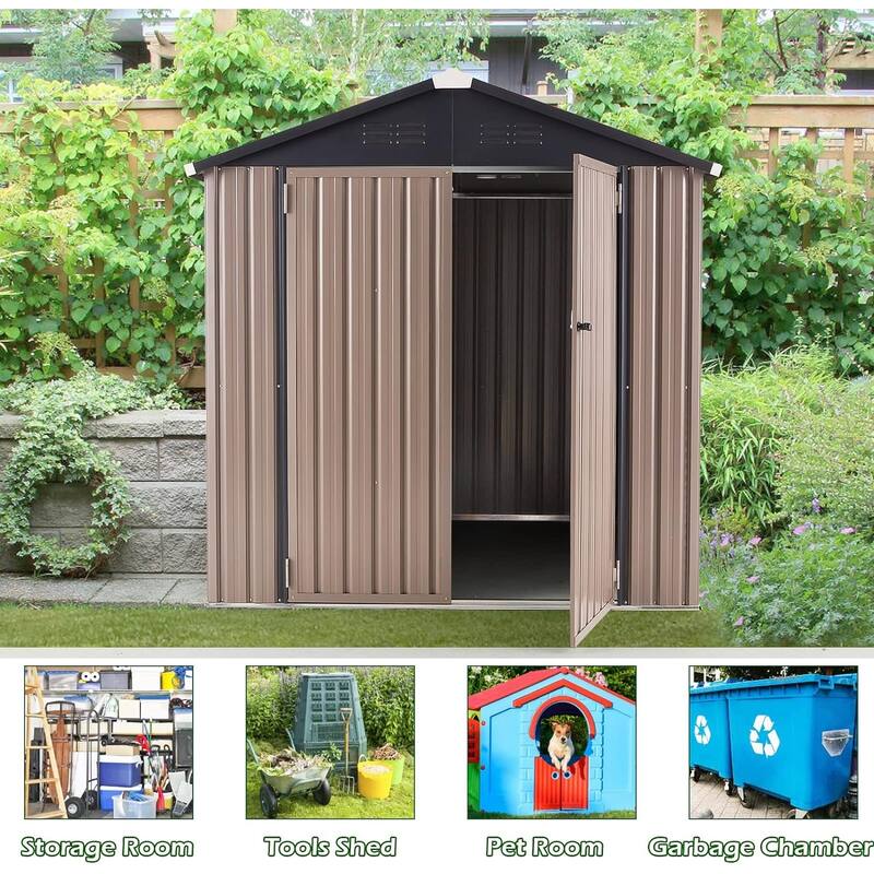 AECOJOY Outdoor Metal Storage Shed with Lockable Door