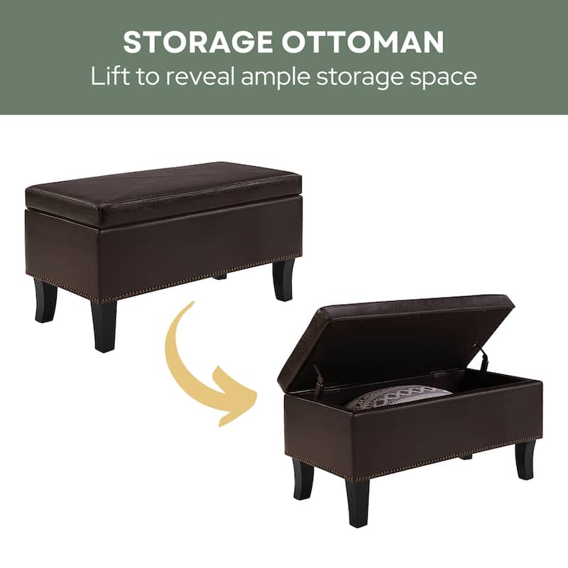 Storage Ottoman - Upholstered Accent Furniture with Spacious Storage, Comfortable Seat, and Modern Home Style