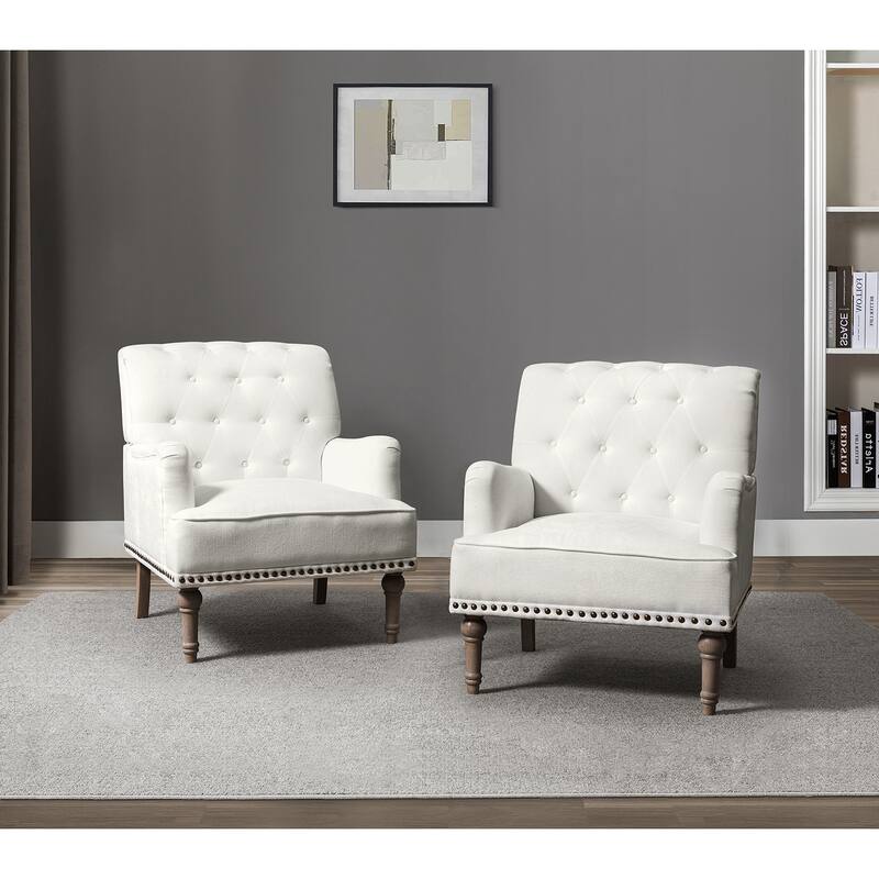 Geltrude Traditional Upholstered Accent Chair with Button Tufted Back Set of 2 by HULALA HOME