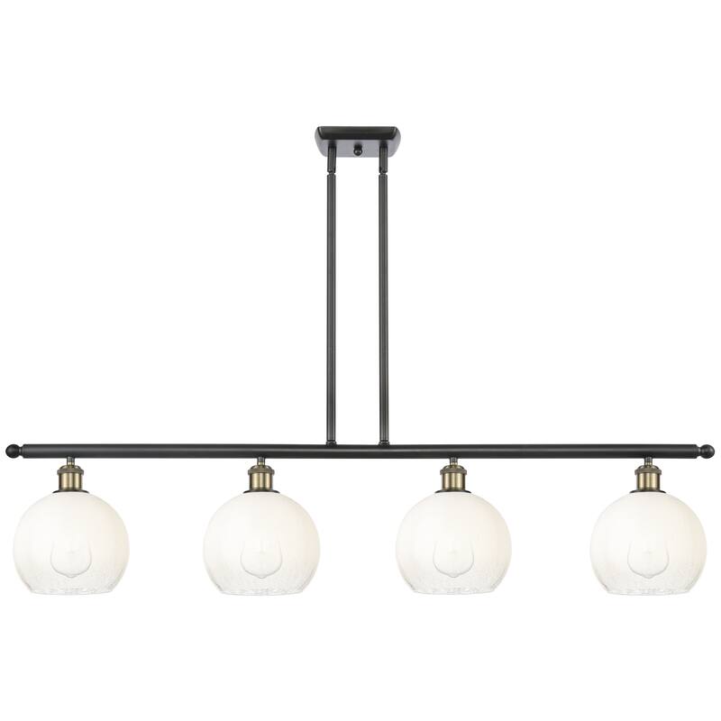 Innovations Lighting Endless Possibilities Ballston - Brookhaven Globe - 4 Light 48" Stem Hung Island Light - Black Antique Brass/Opal