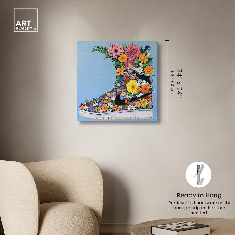 Blooming Floral Sneaker Canvas by Art Remedy, Gallery Wrapped