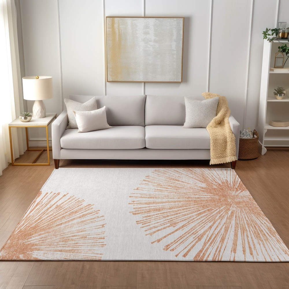 Machine Washable Indoor/ Outdoor Chantille Contemporary Burst Rug