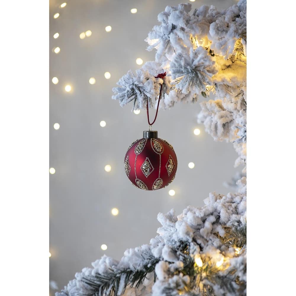 D3" Christmas Ball Ornaments, Glass Decorative Hanging Ball Christmas Tree Ornaments for Holiday, Set of 12