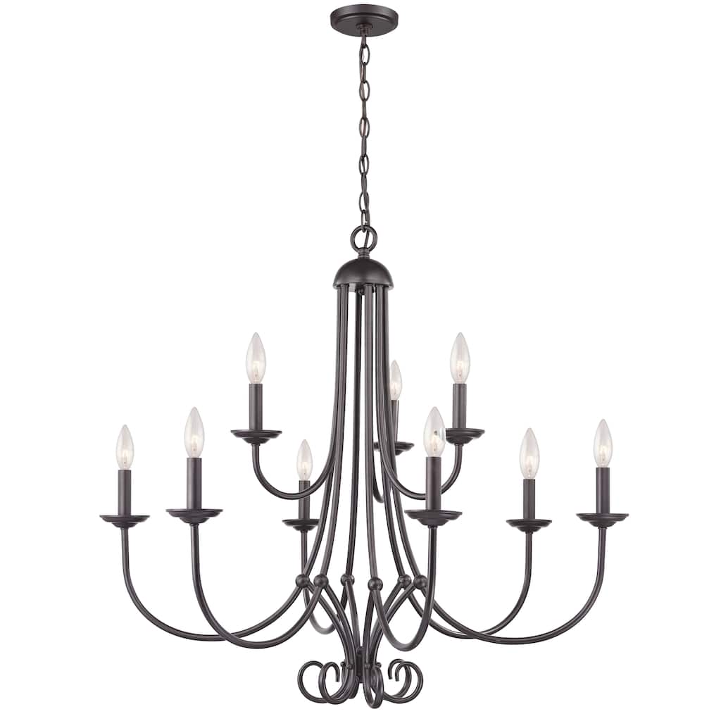 Montgomery 34-inch Wide 9-Light Chandelier in Oil Rubbed Bronze - 34in W x 34in D x 31in H