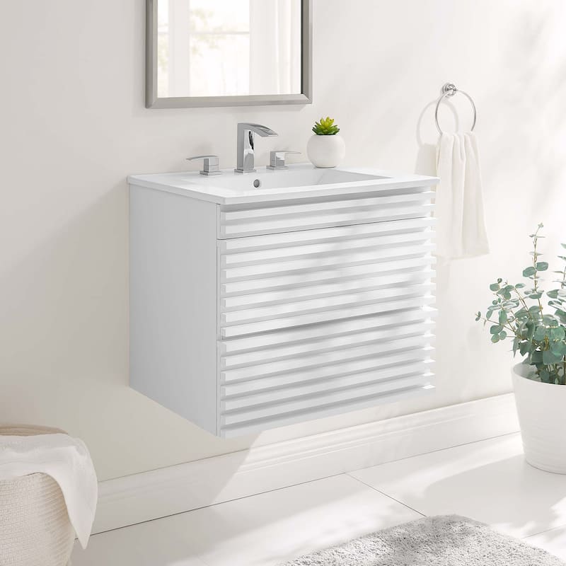 Render 24" Wall-Mount Bathroom Vanity - White White