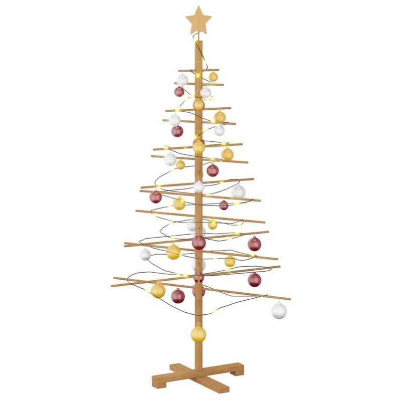 vidaXL Wooden Christmas Tree with Stand Brown bamboo