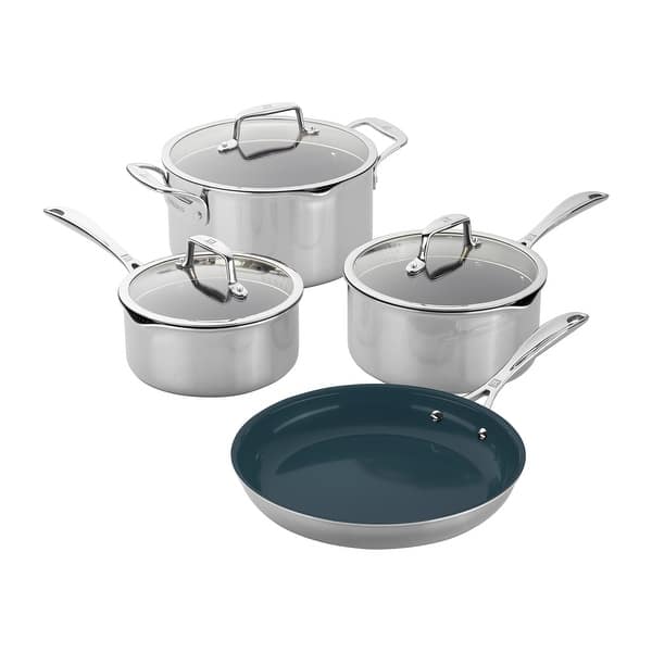 Shop Zwilling Clad Cfx Stainless Steel Ceramic Nonstick Cookware Set Stainless Steel Overstock 30798448