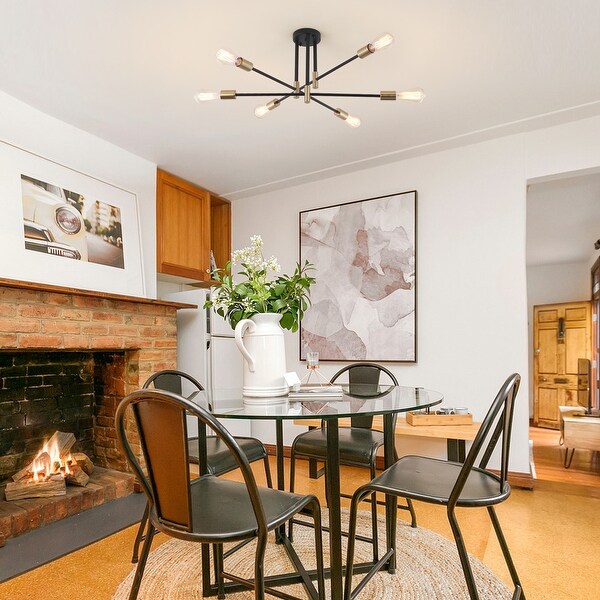 6-Lights Mid Century Semi Flush Mount Ceiling Light for